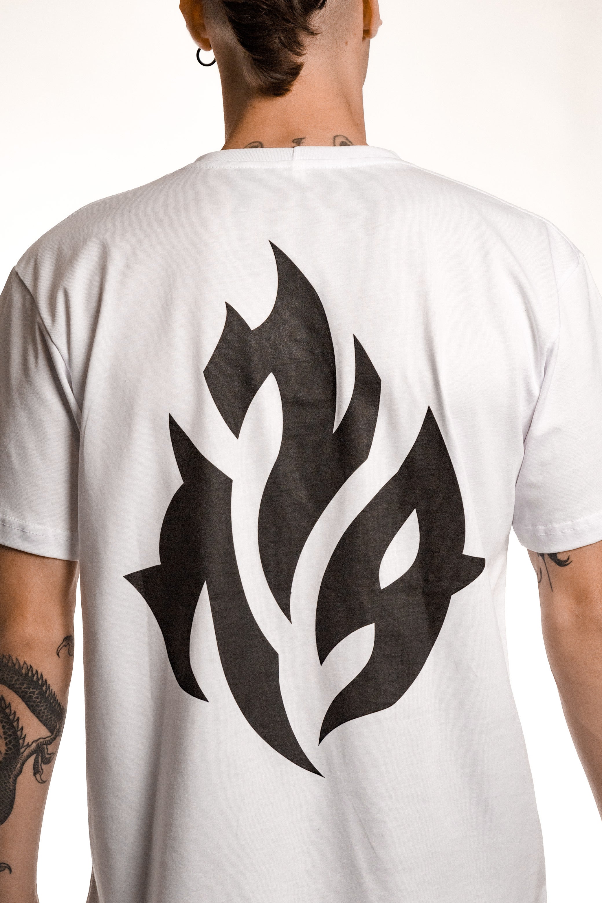 Flame T shirt White 729 Merch